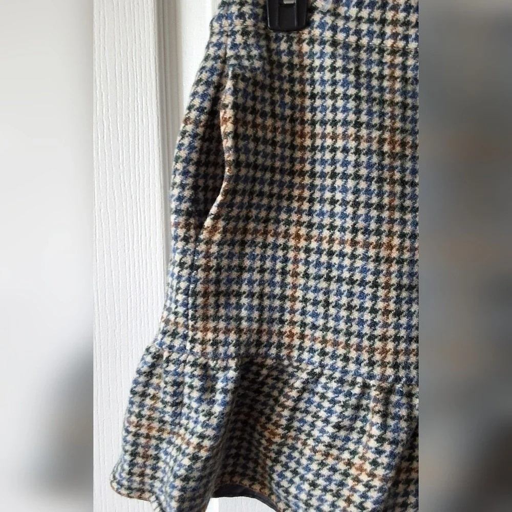 NWOT J.Crew Plus 14 Houndstooth Ruffle Skirt 100% Wool W/Pockets Preppy Coastal‎ - Picture 5 of 8
